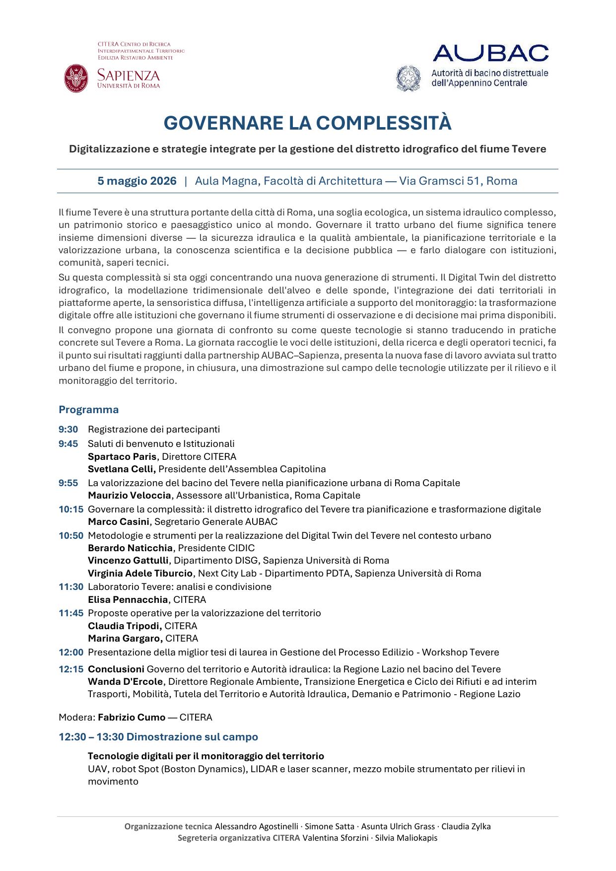 Governare la complessità. Digitalizzazione e strategie integrate per la gestione del distretto idrografico del fiume Tevere