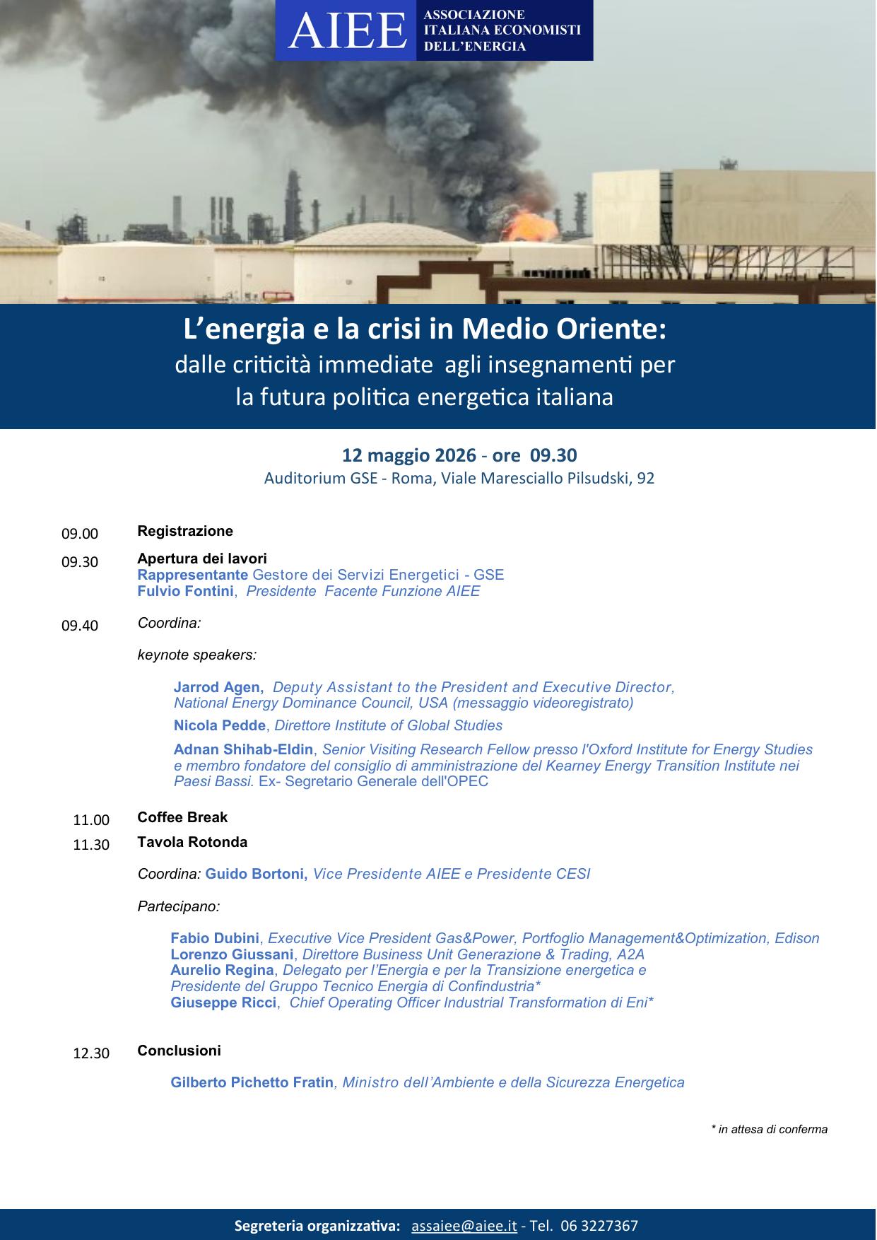 L’energia e la crisi in medio oriente: dalle criticità immediate agli insegnamenti per la futura politica energetica italiana