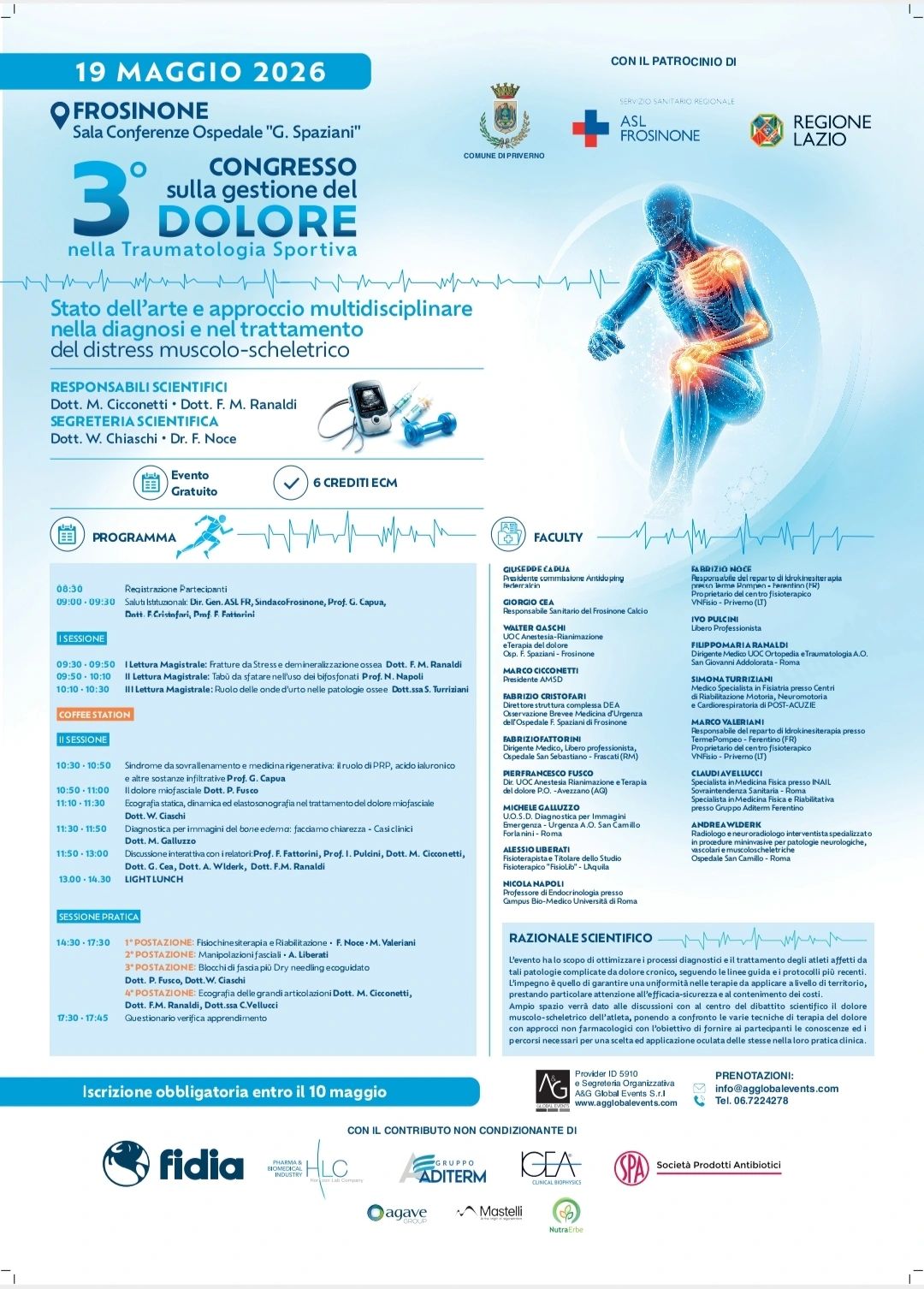 Congresso sulla gestione del dolore nella traumatologia sportiva