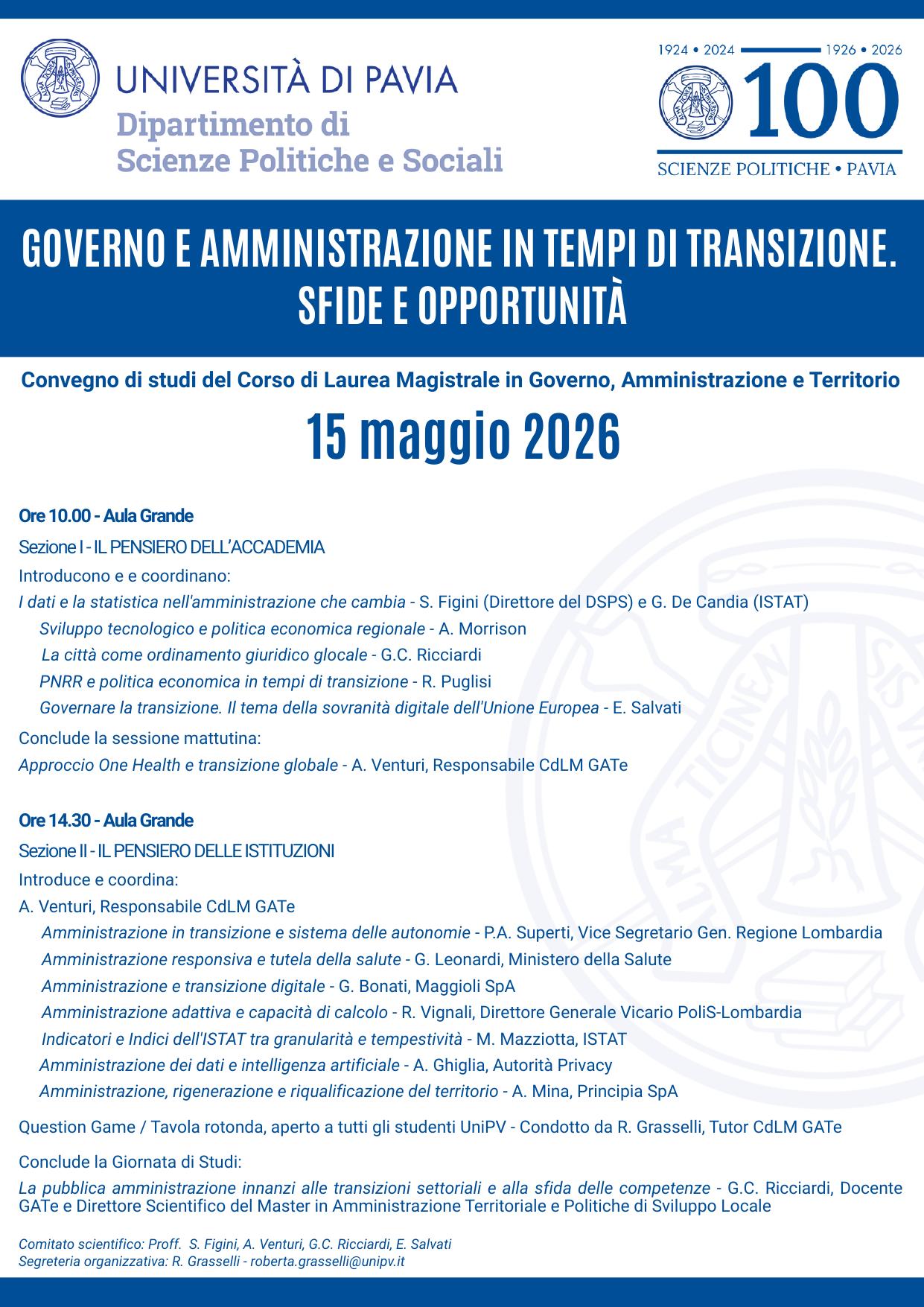 Governo e amministrazione in tempi di transizione. Sfide e opportunità