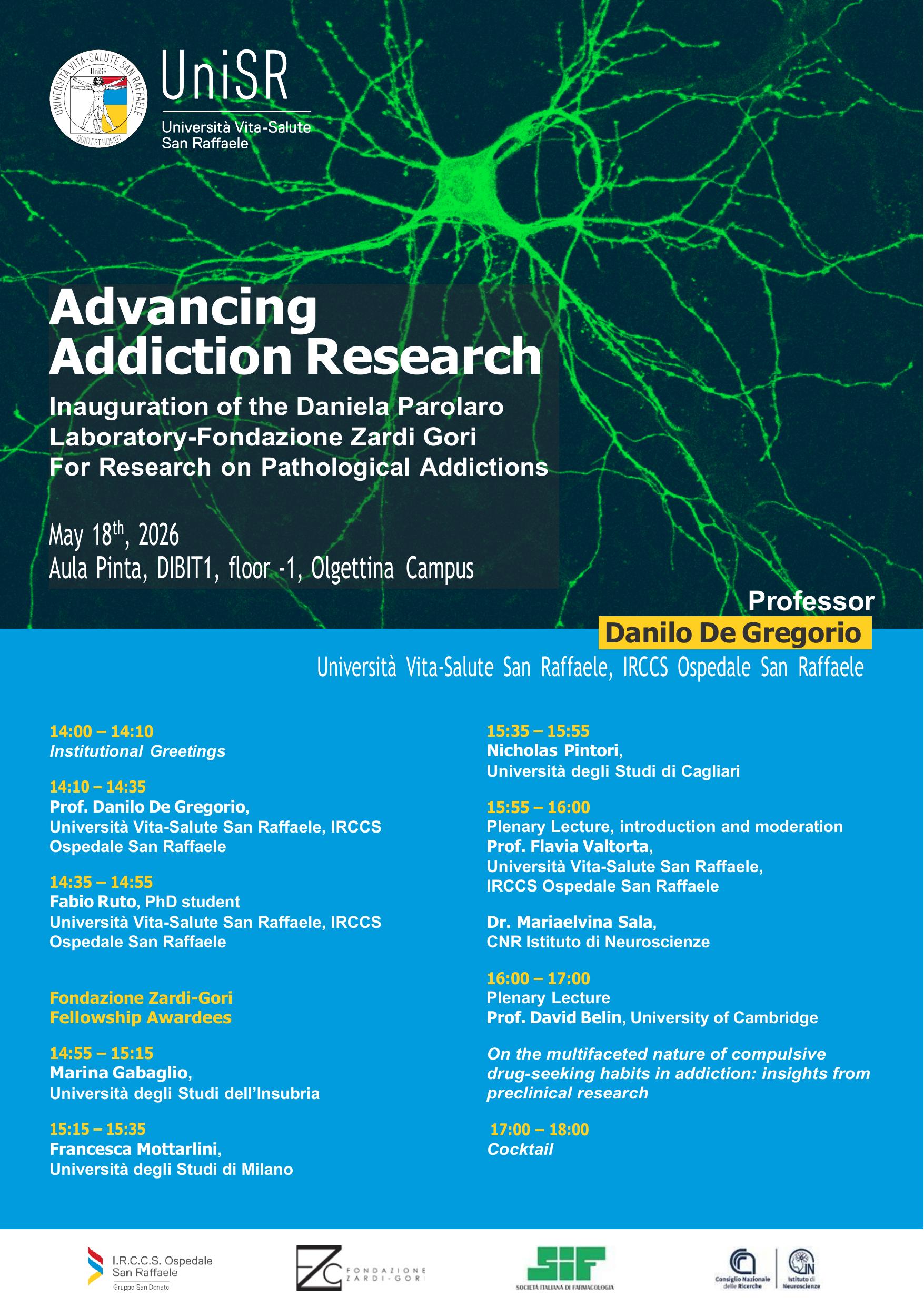 Inauguration of the daniela parolaro laboratory-fondazione zardi gori for research on pathological addictions