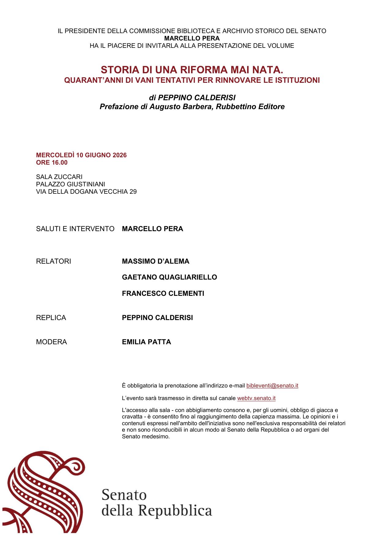 Presentazione del volume: "Storia di una riforma mai nata"