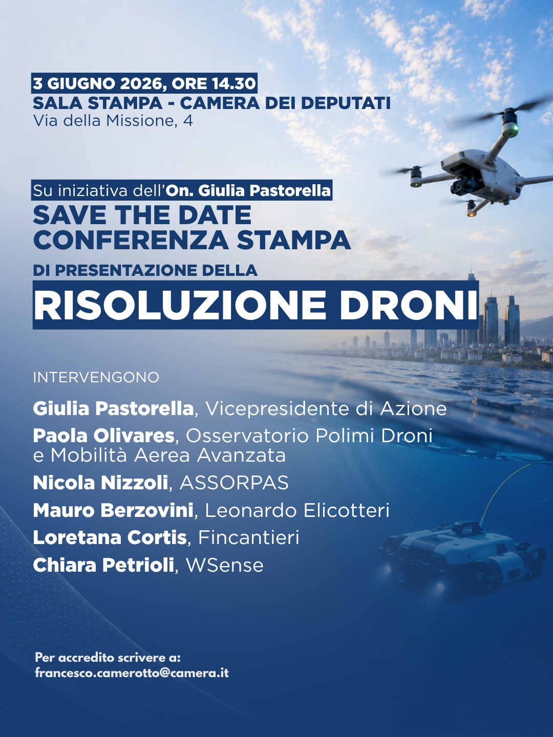 Conferenza stampa di presentazione della Risoluzione Droni