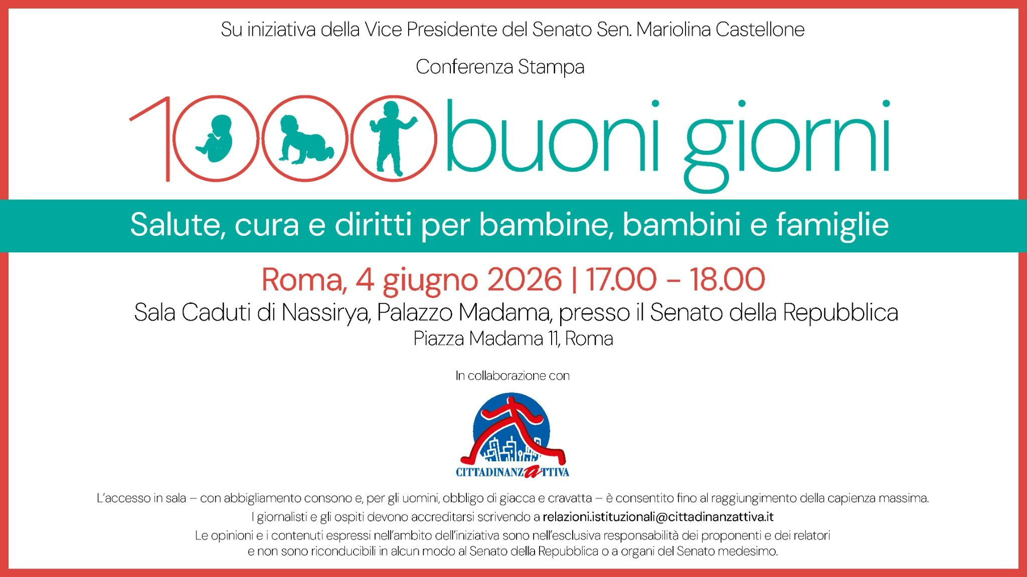 Lancio della campagna “1000 buoni giorni. salute, cura e diritti per bambine, bambini e famiglie”