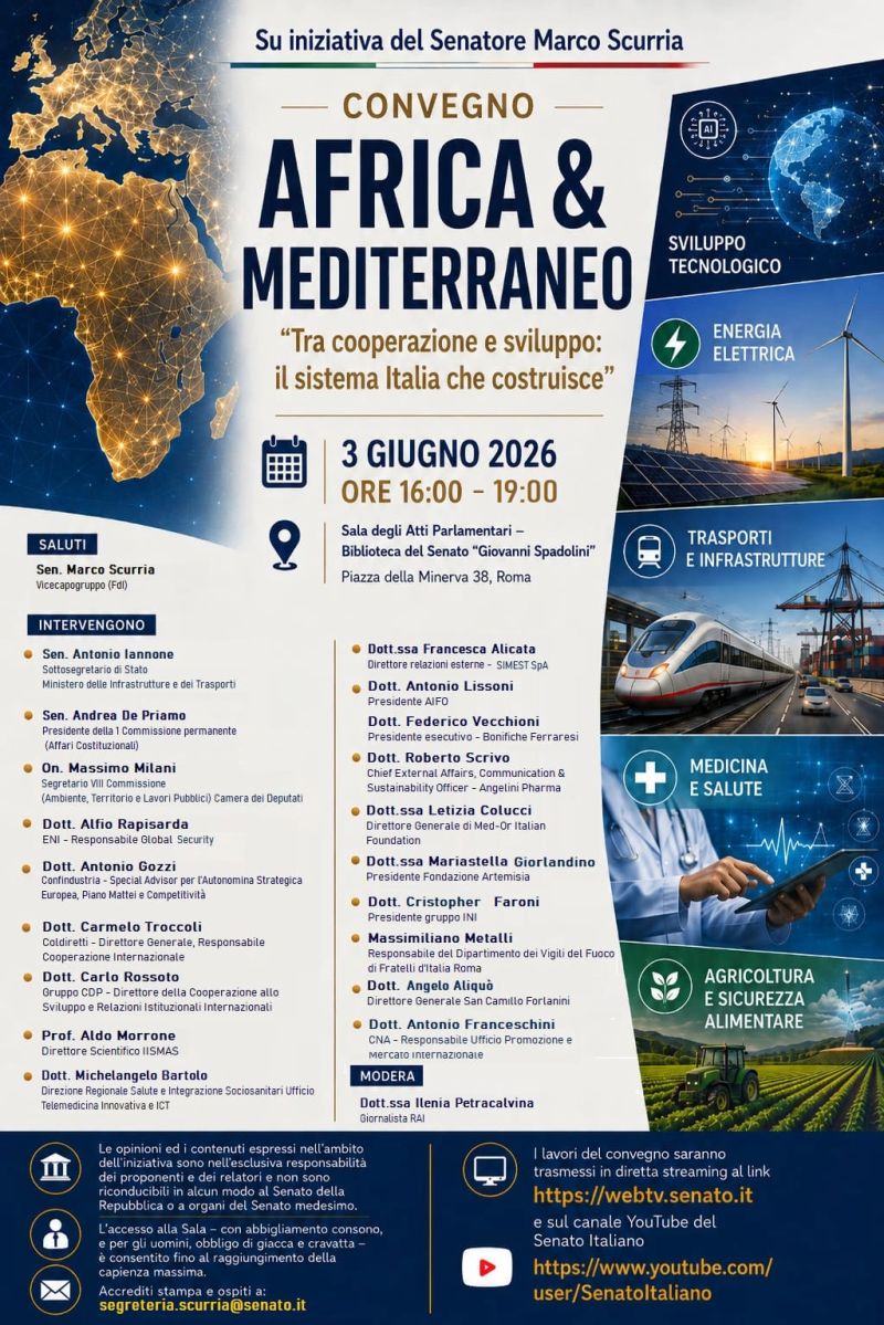 Convegno Africa e Mediterraneo. Tra cooperazione e sviluppo: il sistema Italia che costruisce