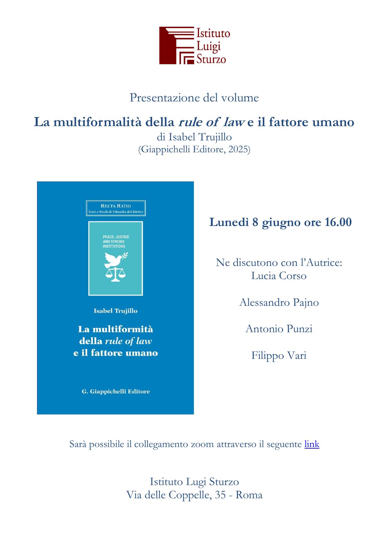 Presentazione del volume: "La multiformalità della rule of law e il fattore umano"