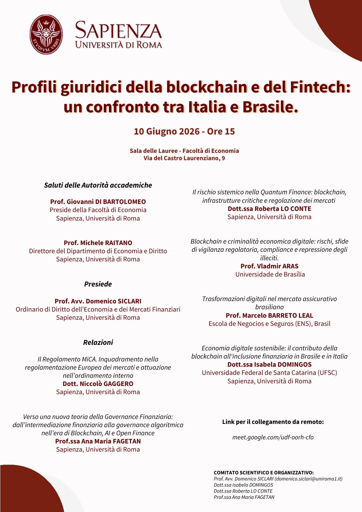 Profili giuridici della blockchain e del fintech: un confronto tra Italia e Brasile