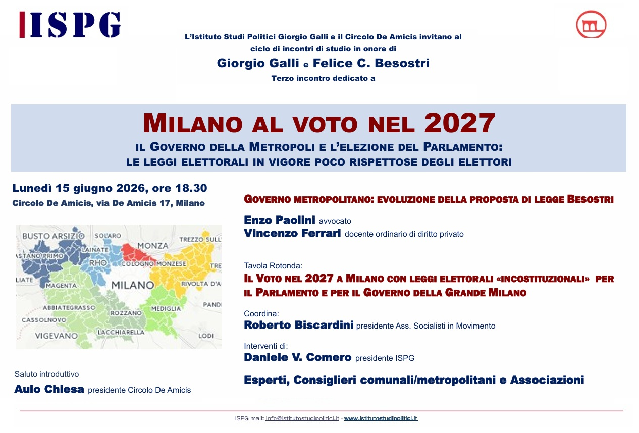 MILANO al VOTO nel 2027: il Governo della Metropoli e l’elezione del Parlamento