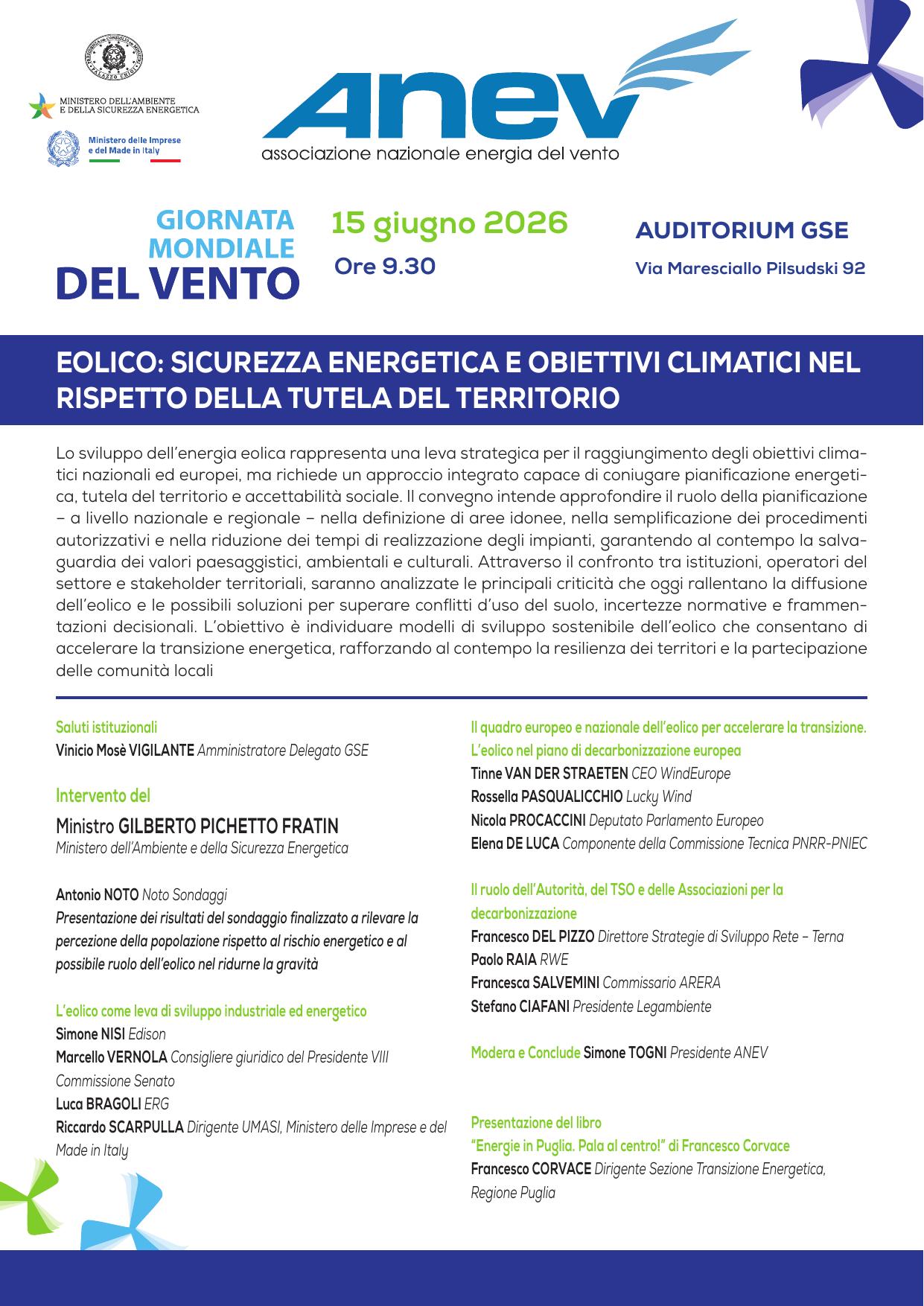 Eolico: sicurezza energetica e obiettivi climatici nel rispetto della tutela del territorio