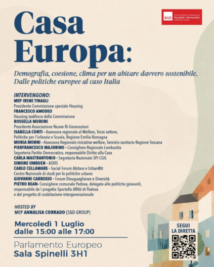 Casa Europa: demografia, coesione, clima per un abitare davvero sostenibile.