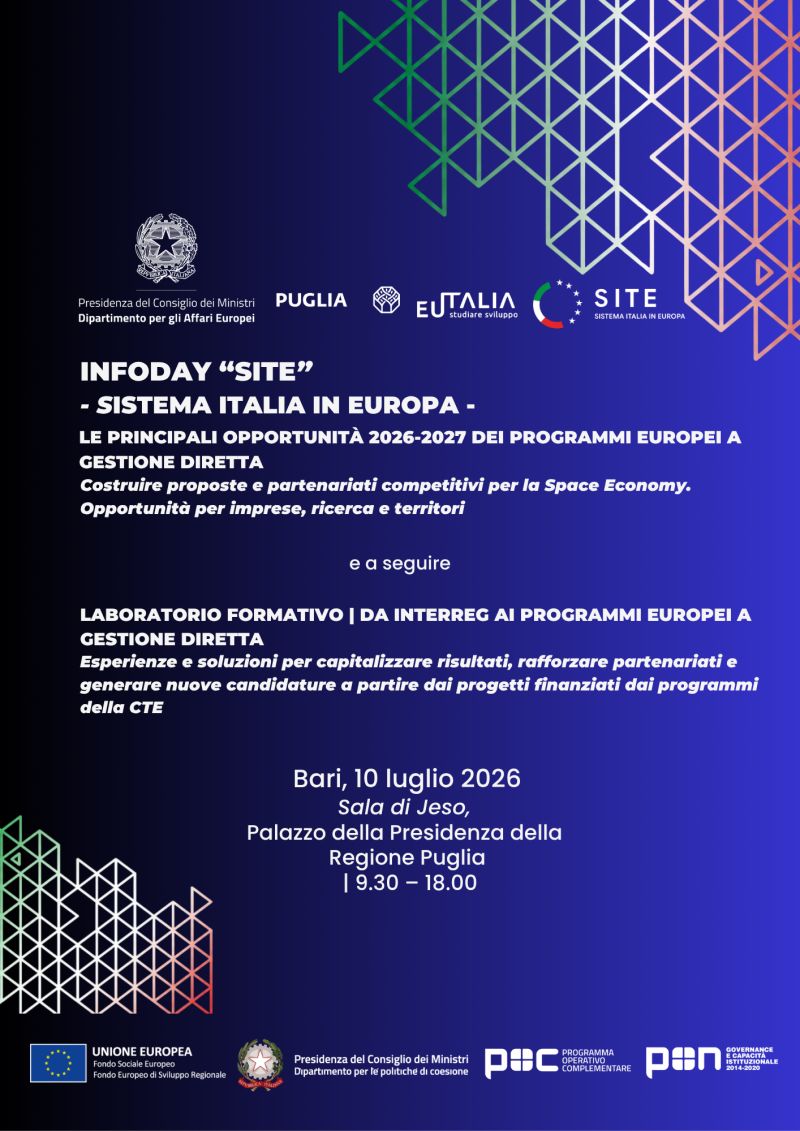 Infoday "site" - Sistema Italia in Europa