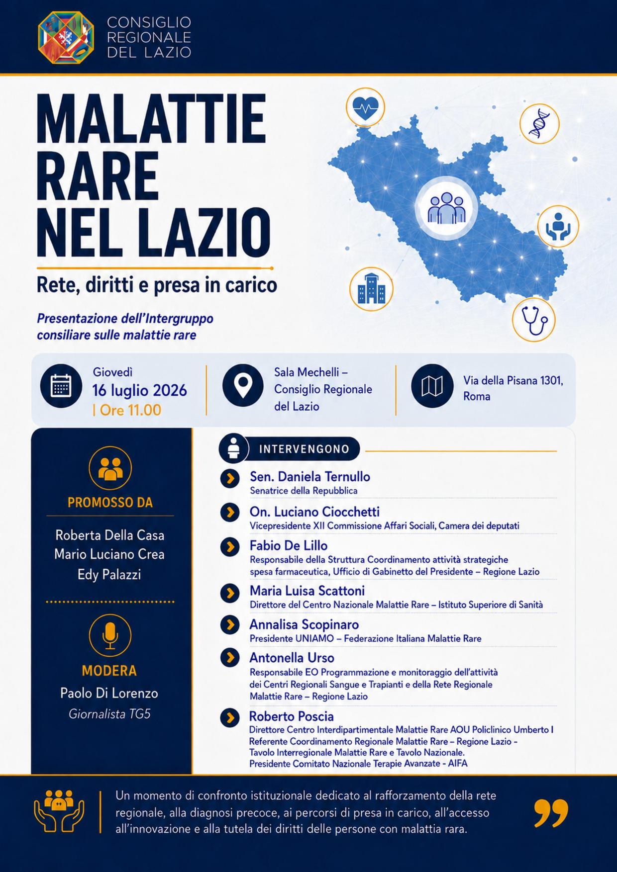 Malattie Rare nel Lazio - Presentazione dell'intergruppo consiliare sulle malattie rare
