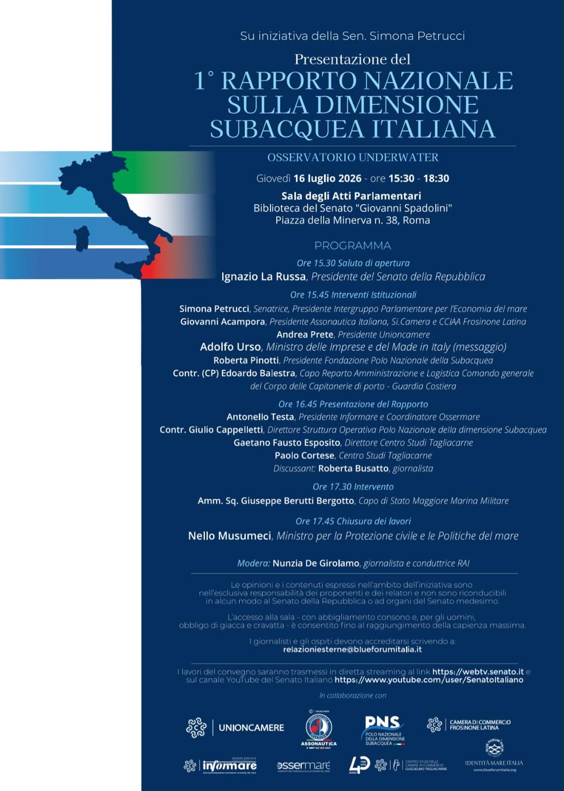 Presentazione del 1° rapporto nazionale sulla dimensione subacquea italiana