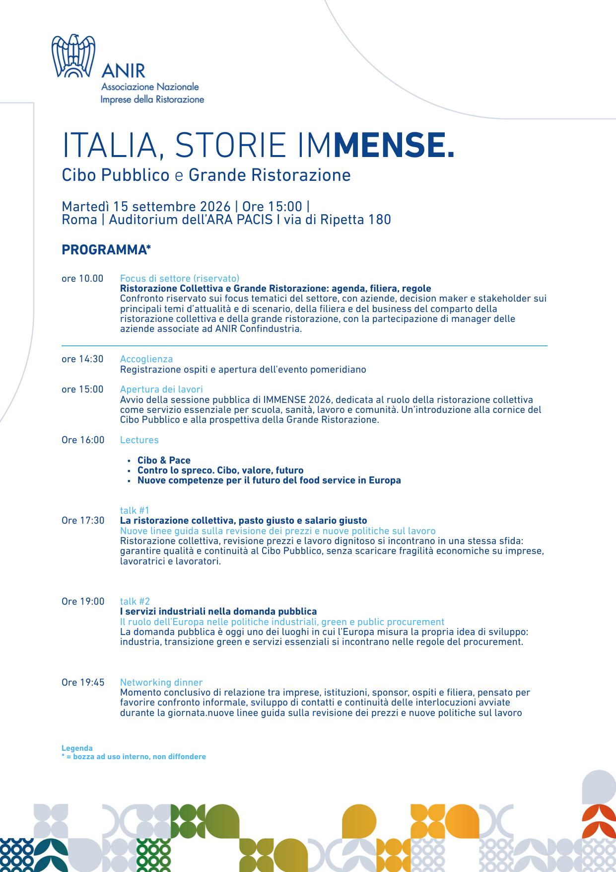 Italia, storie immense. Cibo pubblico e grande ristorazione