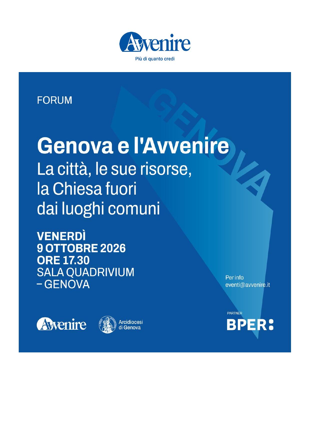 Genova e l'Avvenire: la città, le sue risorse, la chiesa fuori dai luoghi comuni