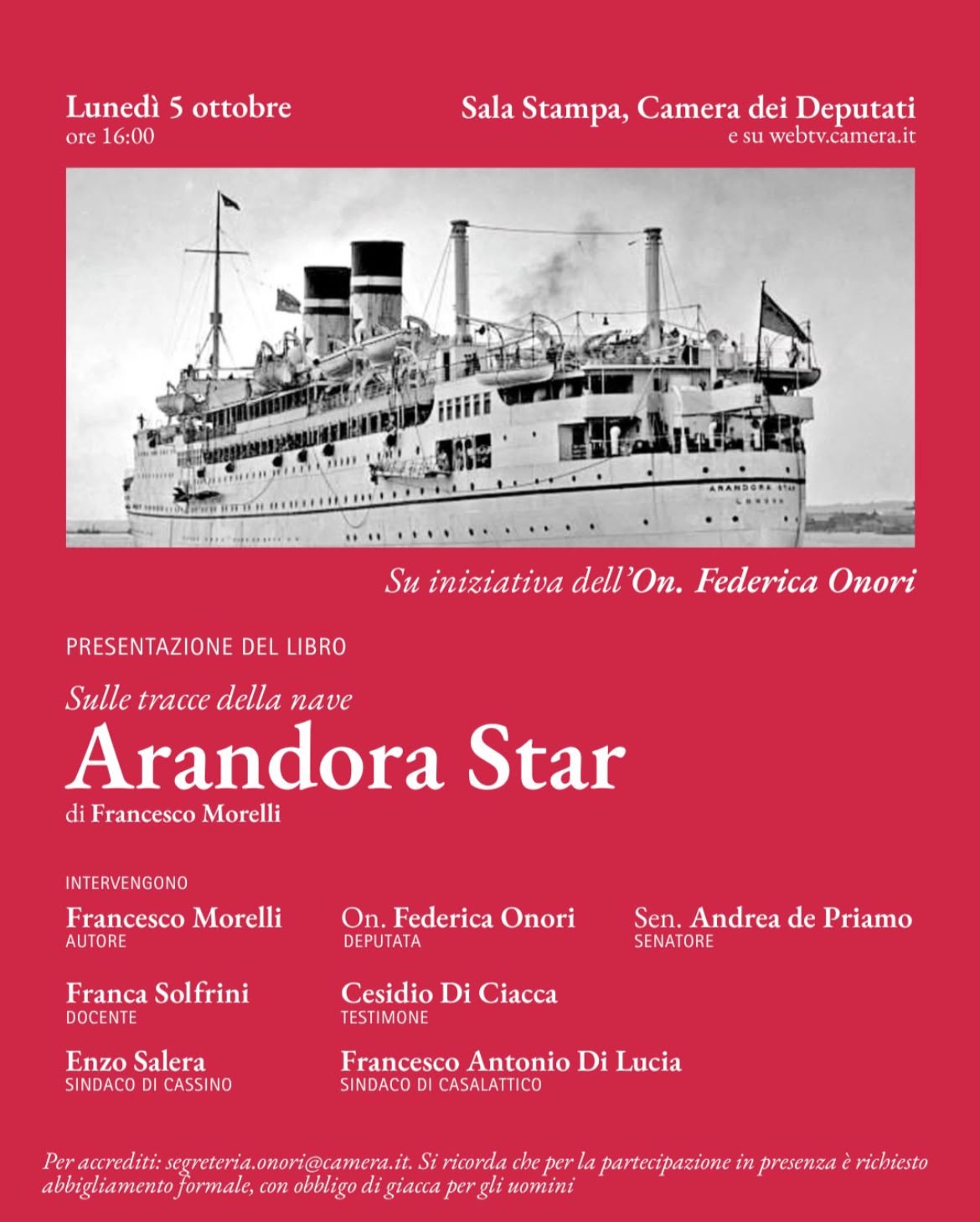 Presentazione del libro: "Sulle tracce della nave Arandora star"