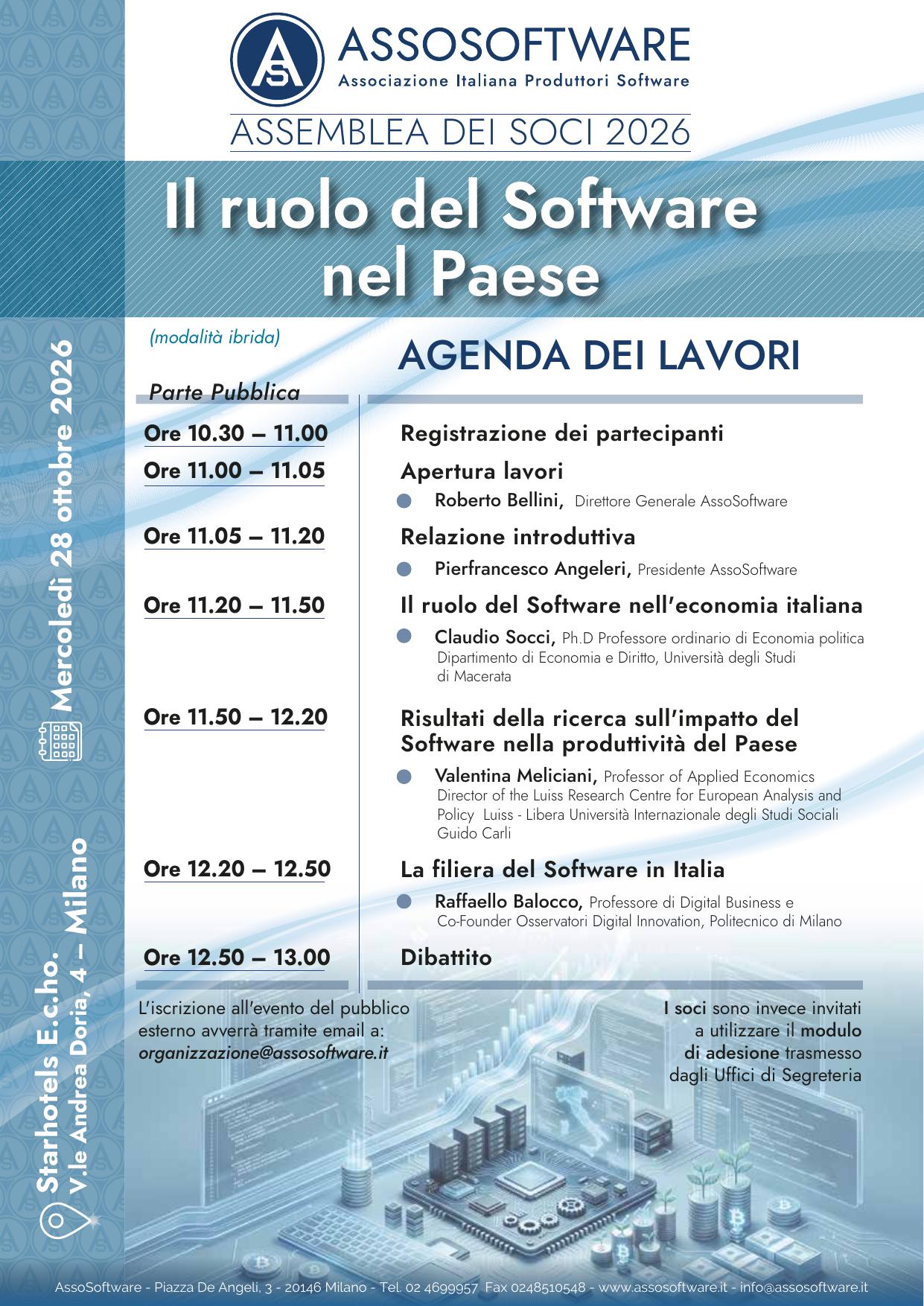 Assemblea dei soci  Assosoftware2026: il ruolo del software nel paese