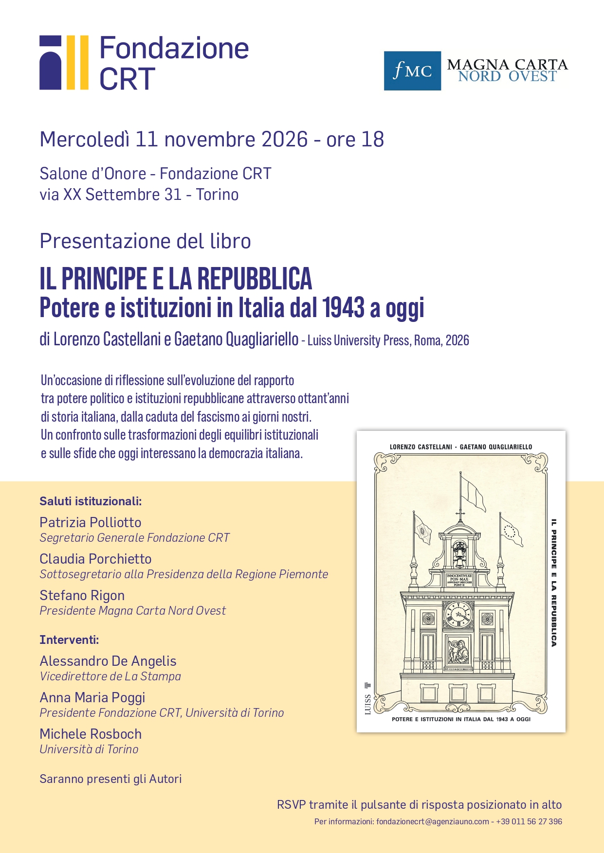 Presentazione del libro: "Il Principe e la Repubblica, Potere e Istituzioni dal 1943 a oggi"