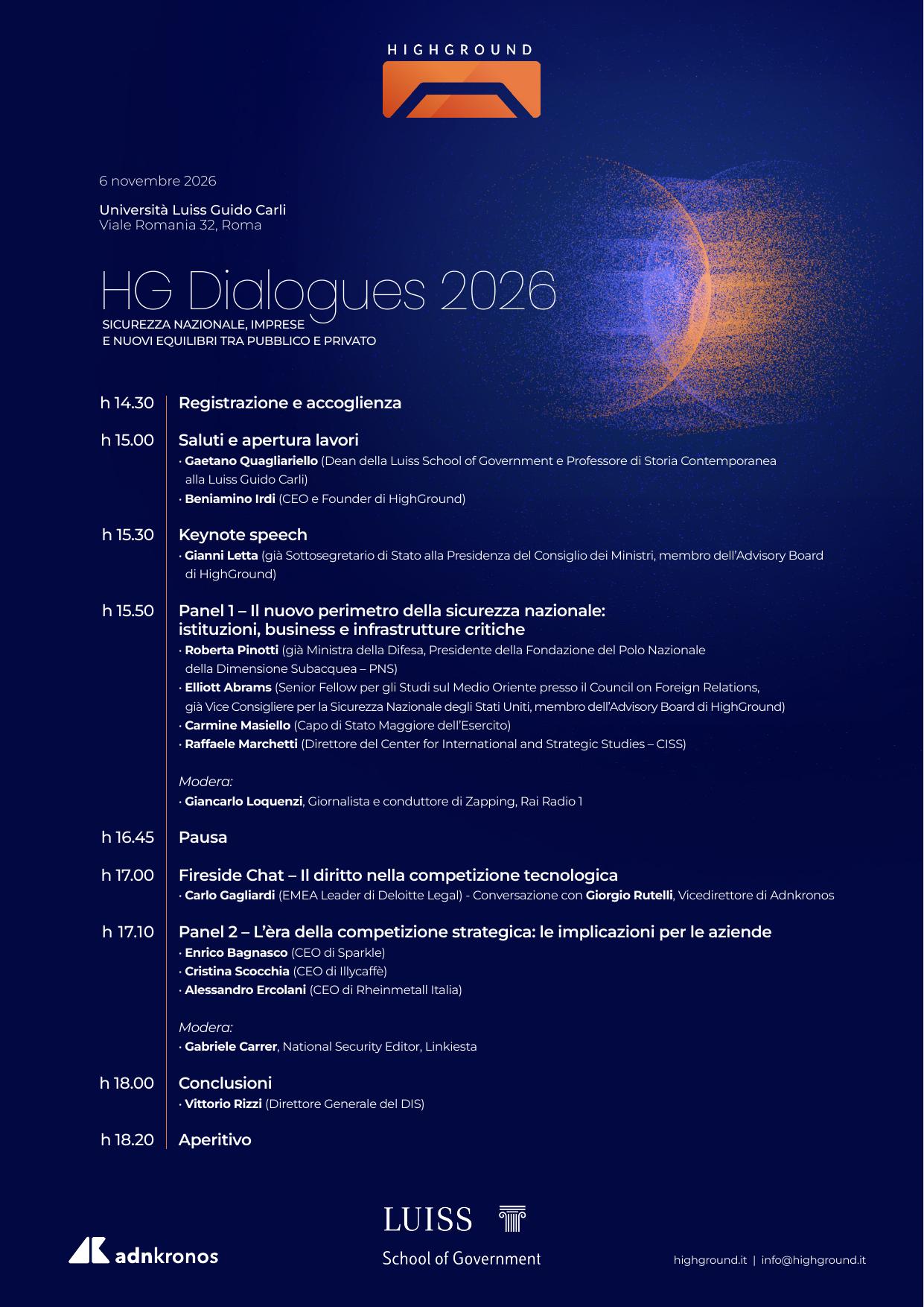 HG dialogues 2026: sicurezza nazionale, imprese e nuovi equilibri tra pubblico e privato