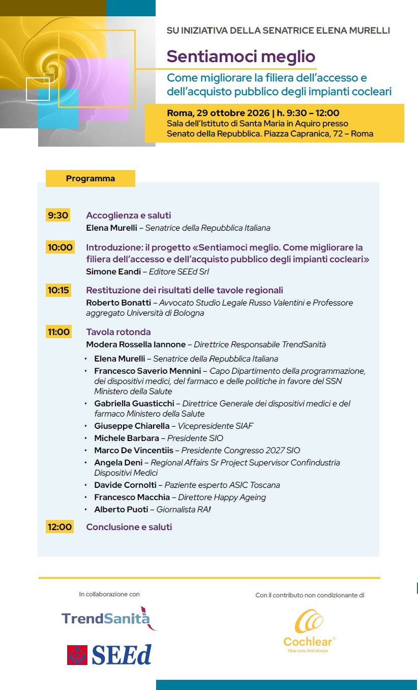 Sentiamoci meglio - Come migliorare la filiera dell’accesso e dell’acquisto pubblico degli impianti cocleari