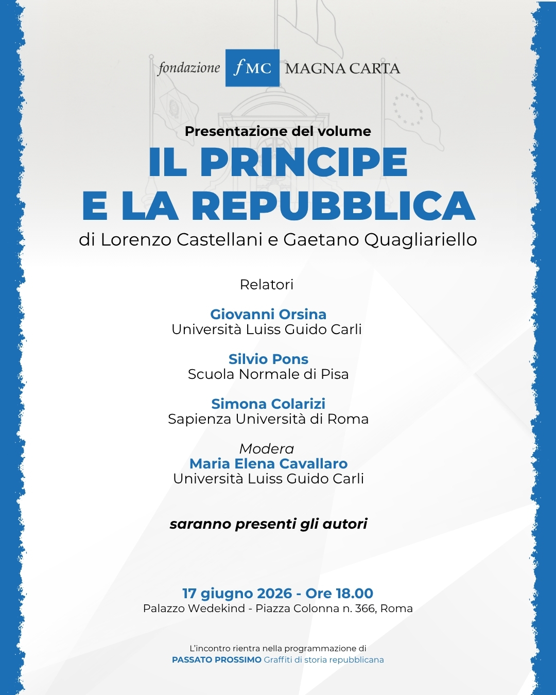 Presentazione del volume: "Il Principe e la Repubblica"