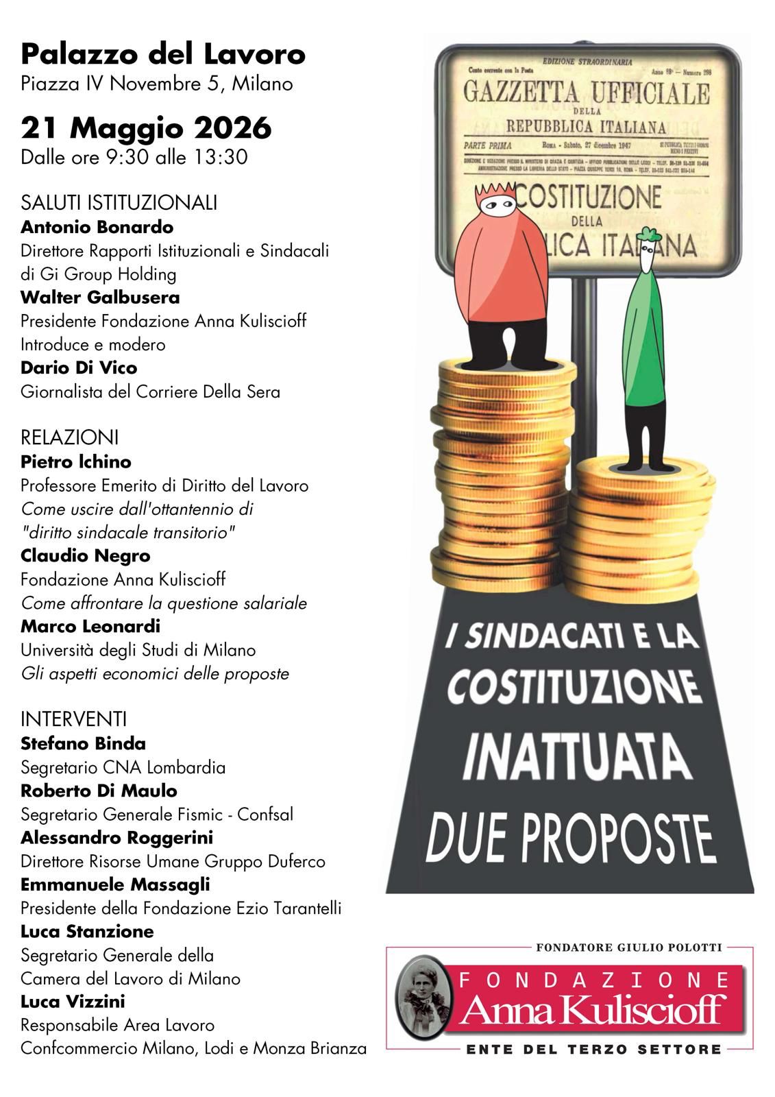 I Sindacati e la Costituzione inattuata. Due proposte