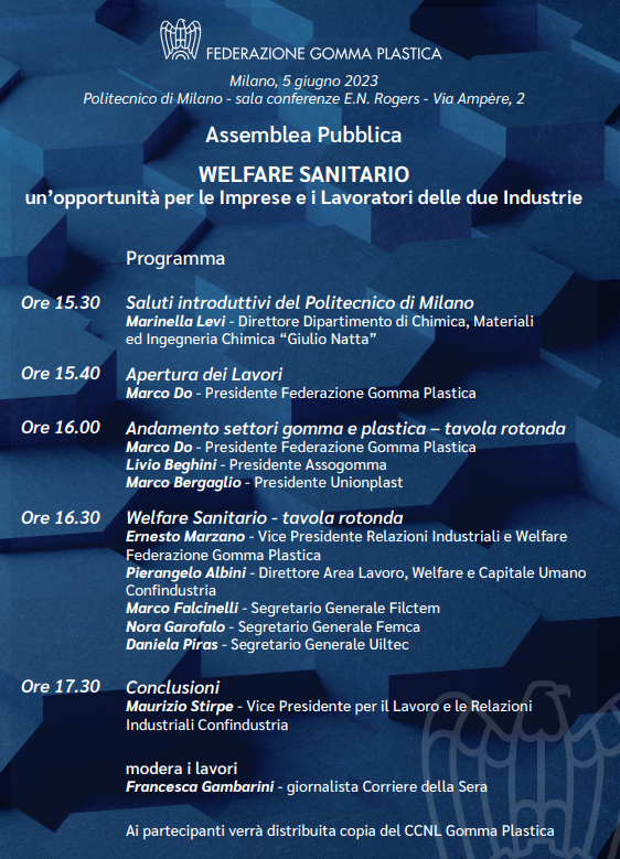 Assemblea Pubblica Federazione Gomma Plastica - Welfare sanitario, un’opportunità per le imprese e i Lavoratori delle due Industrie