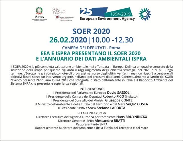 EEA e ISPRA presentano il SOER 2020 e l'annuario dei dati ambientali ISPRA