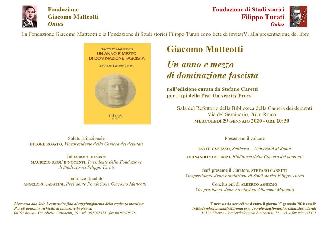 Presentazione del libro "Un anno e mezzo di dominazione fascista"