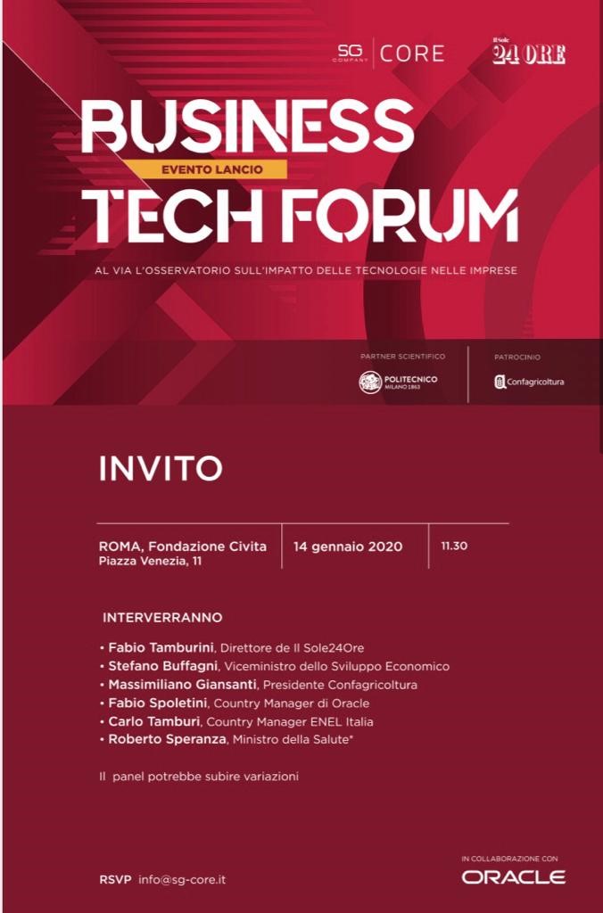 Presentazione del Business Tech Forum 2020