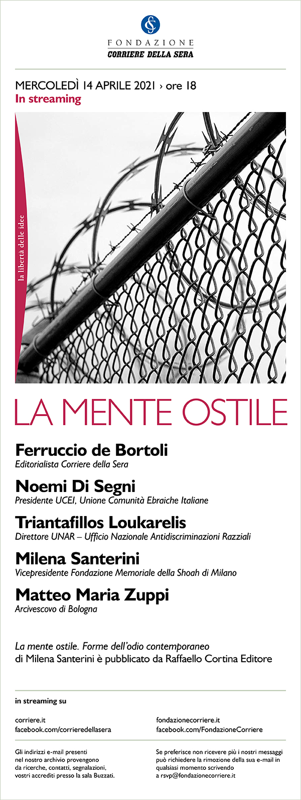 Presentazione del libro: "La mente ostile. Forme dell’odio contemporaneo" 