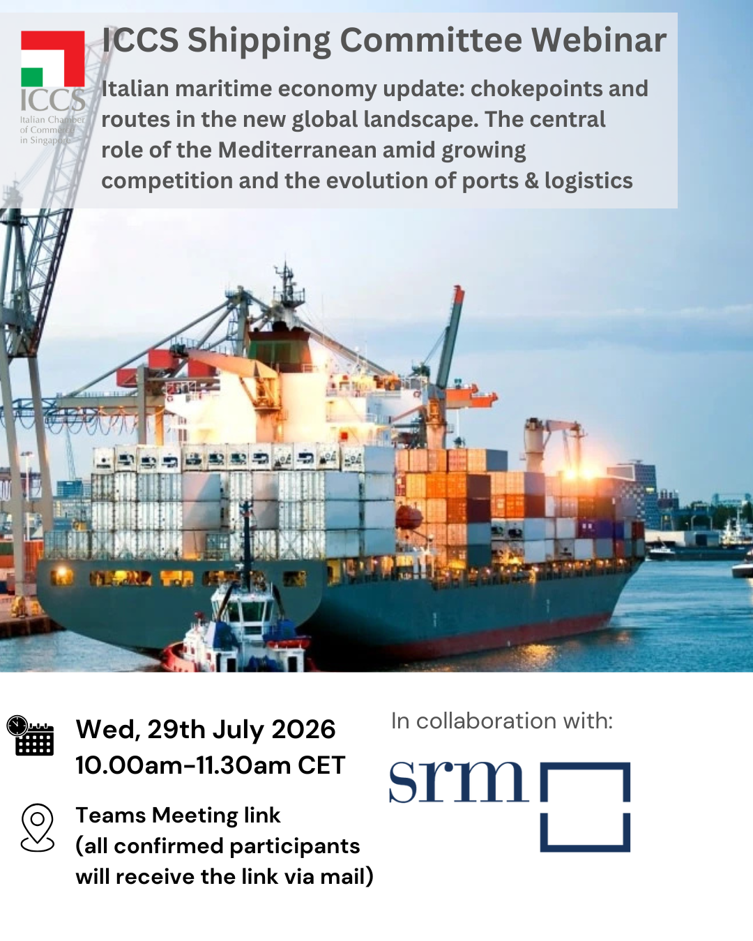 ICCS Shipping Committee Webinar: Italian maritime economy update: chokepoints and routes in the new global landscape
