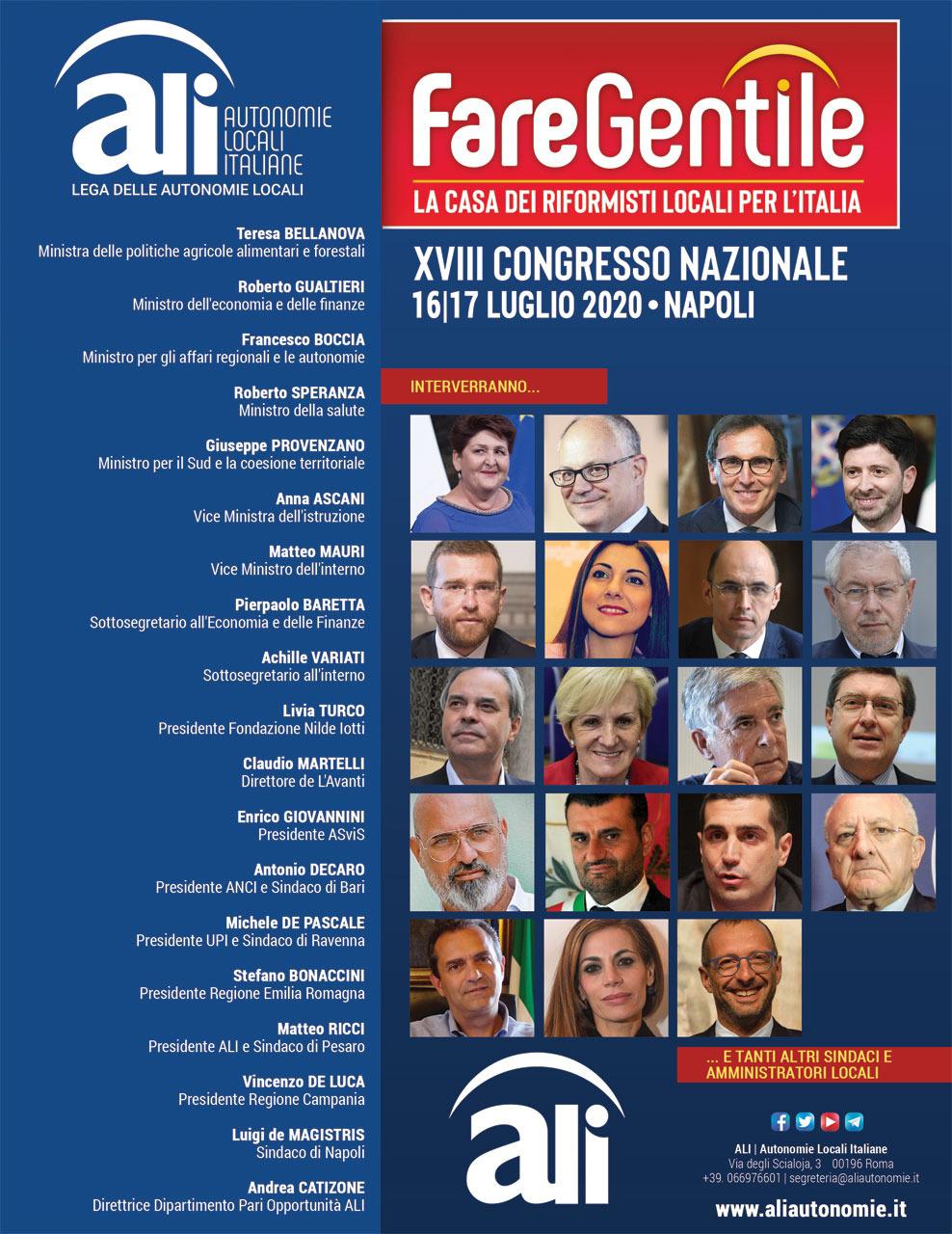 XVIII Congresso nazionale di ALI- Autonomie Locali Italiane: &ldquo;FARE GENTILE. La casa dei riformisti locali