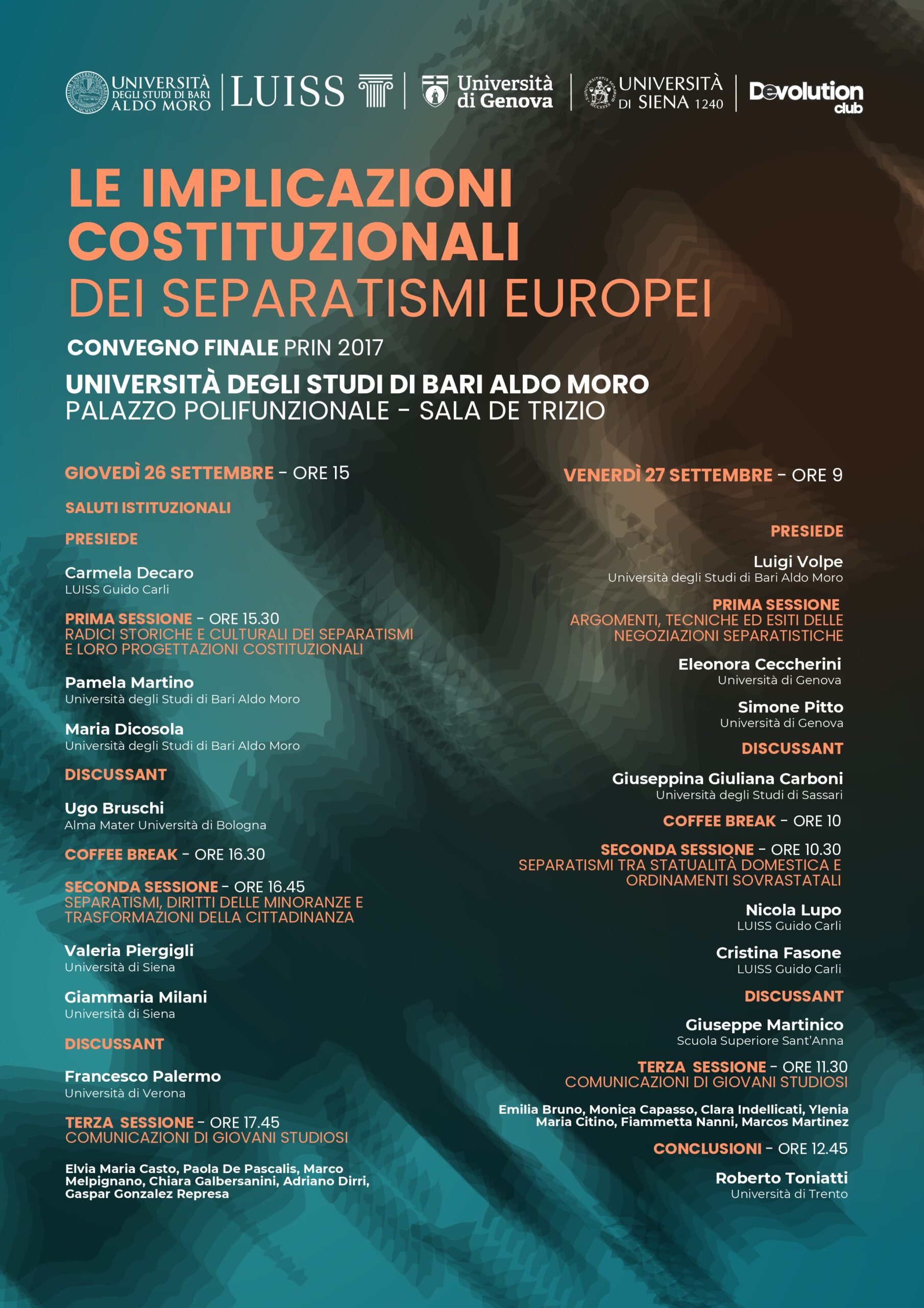 Le implicazioni costituzionali dei separatismi europei. Convegno finale PRIN 2017