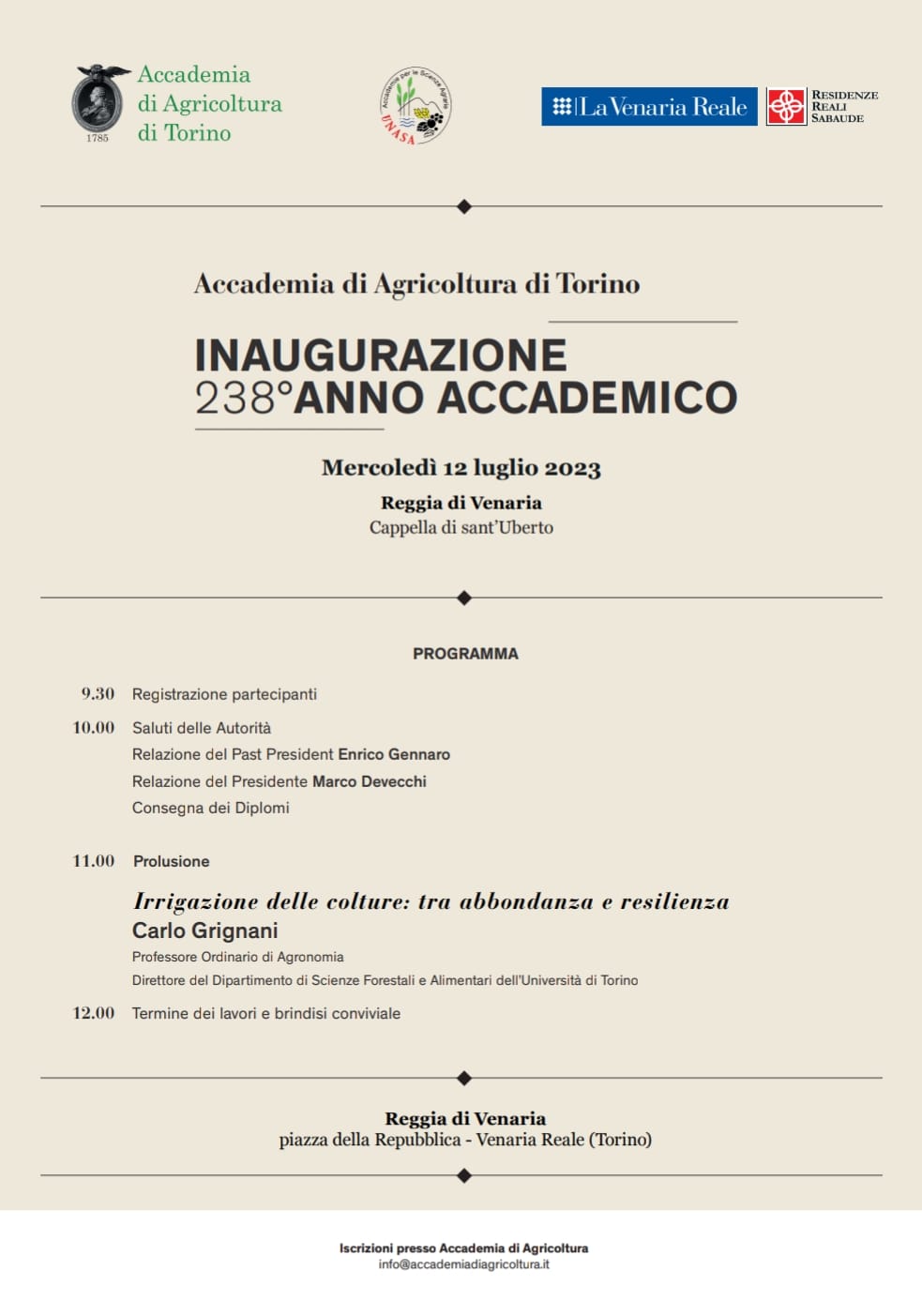 Inaugurazione anno accademico Accademia di Agricoltura di Torino