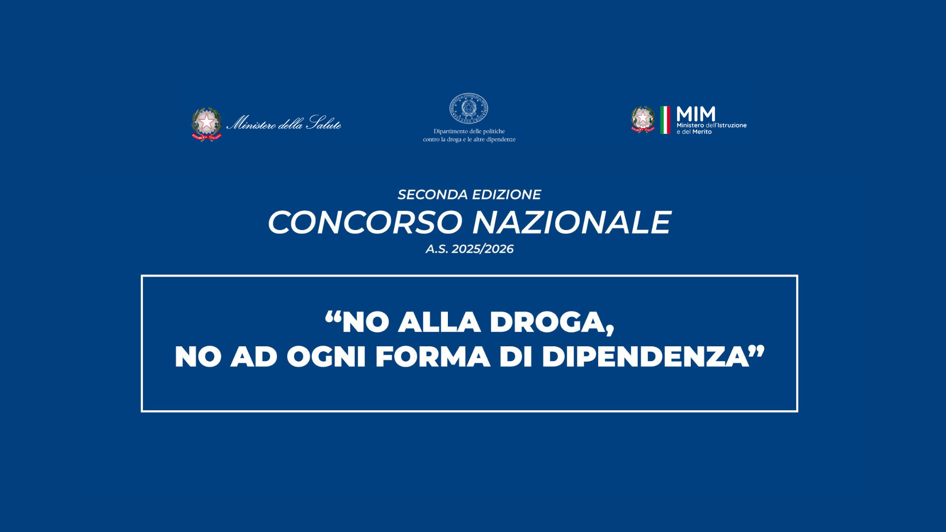 No alla droga, no ad ogni forma di dipendenza