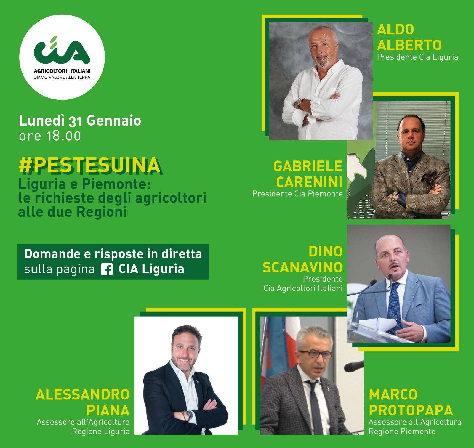 #PESTESUINA: le richieste degli agricoltori alle Regioni Liguria e Piemonte