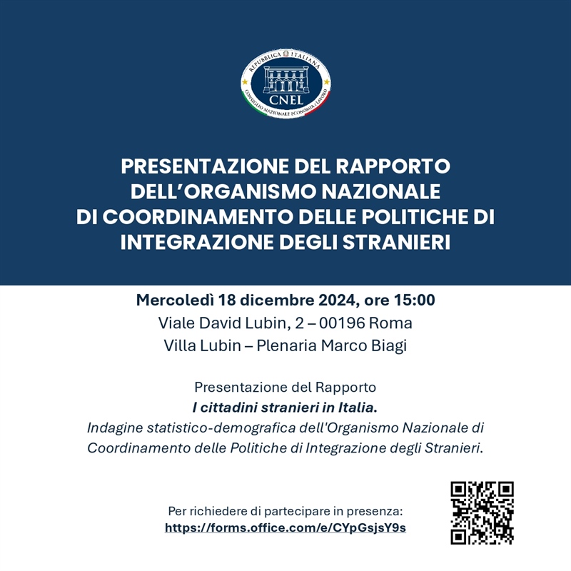 Presentazione del Rapporto “I cittadini stranieri in Italia”