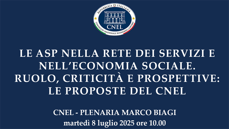 Le ASP nella rete dei servizi e nell’economia sociale. Ruolo, criticità e prospettive: le proposte del CNEL