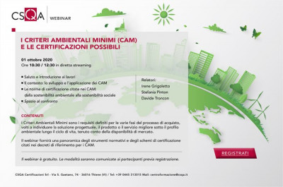 I criteri ambientali minimo (CAM) e le certificazioni possibili