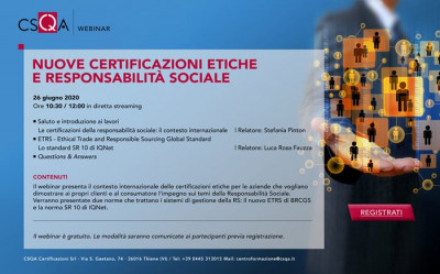 Nuove certificazioni etiche e responsabilità sociale