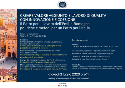 Il Patto per il Lavoro dell’Emilia-Romagna: politiche e metodi per un Patto per l’Italia