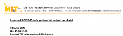 Impatto di COVID-19 nella gestione dei pazienti oncologici
