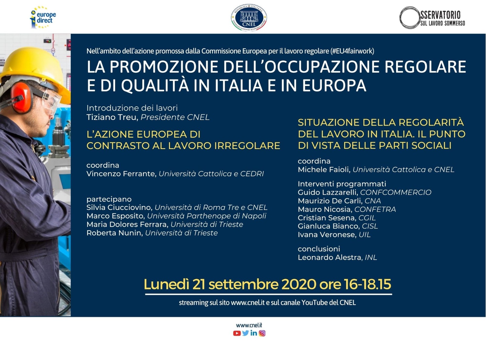 La promozione dell'occupazione regolare e di qualità in Italia e in Europa